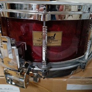 Pearl パール snaredrum スネアドラム FREE FROATING SYSTEM Maple Shell Cherry Red MADE IN JAPAN snare drum スネア ドラムの画像10