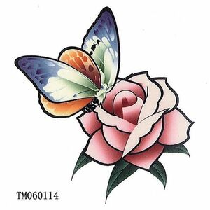 タトゥーシール 薔薇・バラ・ピンク【6x6cm　ハロウィン　仮装 コスプレ・tm060114】