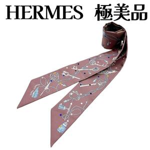 エルメス ツイリー Les Cles a Pois スカーフ シルク 鍵