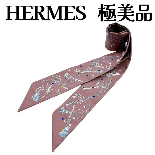 エルメス ツイリー Les Cles a Pois スカーフ シルク 鍵