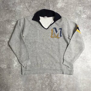 Champion チャンピオン 【men110HM】 70s バータグ カレッジ スキッパースウェット USA製 染み込みプリント ヴィンテージ Vintage AG