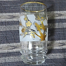 KAMEI GLASS タンブラー ５客セット カメイガラス 金彩 金縁 梅模様 すりガラス 11.8×5.5 新古品 昭和 レトロ_画像4