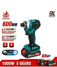 【新型BLモデル】新型インパクトドライバー 軽量 パワーアップ600n.m 7200RPM 18vマキタ173 互換 makita バッテリー×2 充電器 _画像1