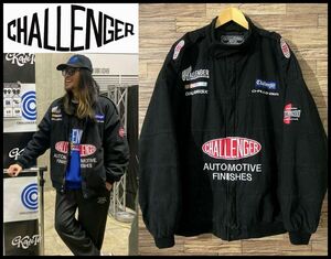 ◆ XLサイズ 即完売 CHALLENGER チャレンジャー 22AW NATIONAL RACING JACKET ロゴ 刺繍 ナショナル レーシング ジャケット ブルゾン 黒 ②