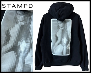 送無 人気モデル STAMPD スタンプド 18ss Flirting With Disaster Hoodie ガール モザイク 迷彩 スウェット プルオーバー パーカー 黒 L