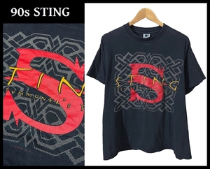 ■ 希少 90s USA製 STING スティング 1993 TEN SUMMONER'S TALES テン サマナーズ テイルズ 半袖 ツアー バンド Tシャツ 黒 スミクロ L