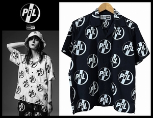 送無 定価31,900円 希少 極美品 STUDIO RUDE ルードギャラリー × PiL パブリックイメージリミテッド コラボ 21ss 総柄 ロゴ シャツ 黒 M