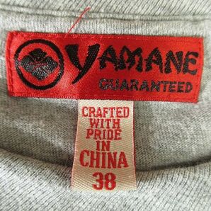 送無 希少 レア柄 美品 YAMANE ヤマネ EVISU エヴィス 半袖 カモメ ロゴ 刺繍 やすしきよし 両面プリント Tシャツ カットソー 杢グレー 38の画像7