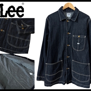 ■ XL サイズ 未使用 保管品 Lee リー GLT027 101J デニム カバーオール ワーク ジャケット コート 濃紺 インディゴの画像1
