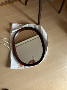  Akita woodworking bending tree wall mirror Yanagi Sori small stamp type old fee color 