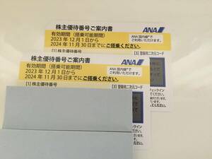 【 番号通知 可能 】　ＡＮＡ 全日空　株主優待　２枚　株主優待割引　2024年11月30日まで