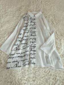  new DONNEZ MOIdone moa size M-L * character pattern * white * long blouse * One-piece ②