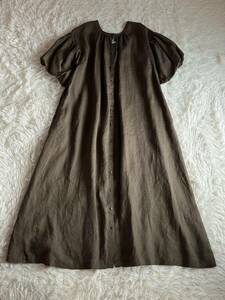 niko and Nico and свободно размер M * лен *linen100 Moss оттенок коричневого длинный блуза * One-piece p