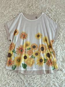 granigh　グラニフ　ゆったりサイズF　☆　ひまわりの花柄カットソー・Tシャツ②