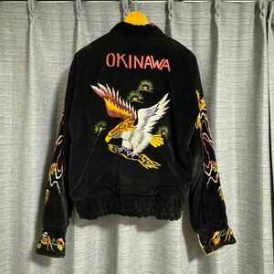 супер редкий воротник имеется 50s souvenir jacket Okinawa другой . Hsu алый a жакет Japanese sovenir jacket Vintage милитари черный дракон . ястреб оригинал 