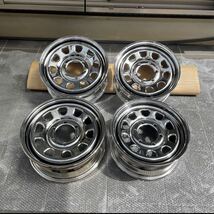 【新品】1円スタート15インチ デイトナホイール4本セット【15×6.5J+38 6H PCD139.7】クロームメッキ 200系ハイエース等スチールホイール_画像1