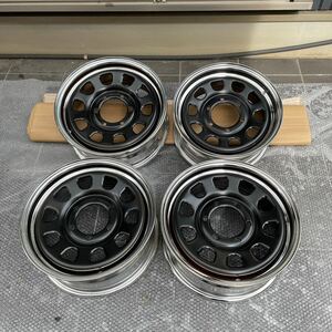 『新品未使用』1円スタート!!16インチ デイトナホイール4本【16×6.5J+38 6H PCD139.7】 ブラッククローリム メッキリム200ハイエース 等