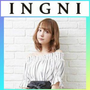 未使用に近い INGNI イング キャンディー袖 オフショル ５分袖 ストライプ