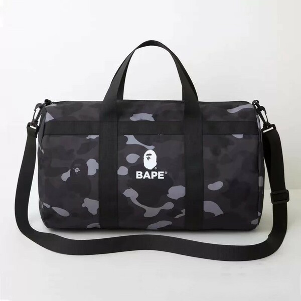 BAPE◆A BATHING APE／迷彩カモ◆ア ベイシング エイプ◆ブラックダッフル◆ブラックカモ柄◆CAMO／カモ／付録ノベルティ