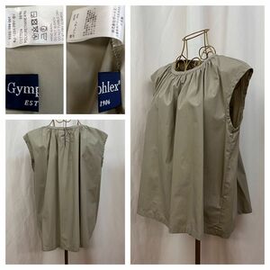 Gymphlex ノーカラー ノースリーブ ワイド ブラウス サイズ14