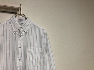 【送料込み】70sヴィンテージMADE IN USAアメリカ製SEROストライプボタンダウンシャツSAFORISED size16 胸汚れあり