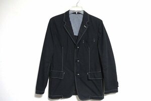 z11694:COMME des GARCONS HOMME(コムデギャルソンオム)AD2010 後染コットンテーラードジャケット/濃紺/XS