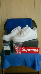 Supreme × NIKE 1 times only use used 26cm us8 Supreme × Nike Air Force 1 low LOW the first period box white white red 