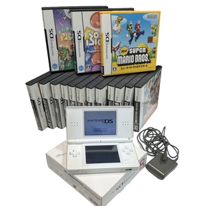 【1円スタート!!】 Nintendo DS Lite ニンテンドーDSライト 本体 白 DSソフト16本 おまとめ 起動確認済み 太鼓の達人バチペンあり