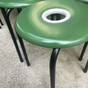 【美品】丸椅子5脚セット-B パイプ椅子 ドーナツ 丸椅子 日本製 スツール スタッキングチェア レトロ 昭和 の画像3