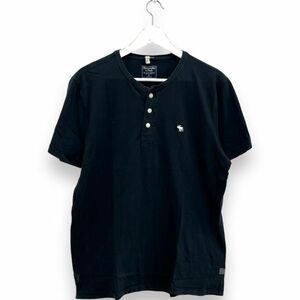 Abercrombie&Fitch アバクロンビー & フィッチ 服 Tシャツ ファッション トップス XLサイズ ヘンリーネック アバクロ ブラック コットン