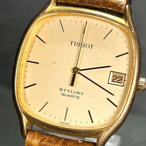 希少 TISSOT ティソ STYLIST スタイリスト 腕時計 クオーツ アナログ カレンダー レザーベルト ステンレススチール ゴールド ヴィンテージの画像2