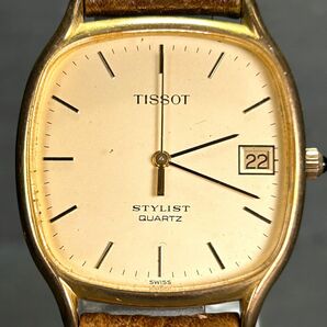 希少 TISSOT ティソ STYLIST スタイリスト 腕時計 クオーツ アナログ カレンダー レザーベルト ステンレススチール ゴールド ヴィンテージの画像3