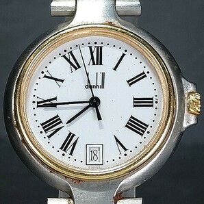Dunhill ダンヒル ミレニアム アナログ クォーツ 腕時計 ホワイト文字盤 デイトカレンダー メタルベルト スモールサイズ 新品電池交換済みの画像1