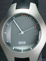箱付き BMW The new BMW 3Series 3シリーズ メンズ アナログ 腕時計 グレー文字盤 シルバー ラバーベルト 新品電池交換済み 動作確認済み_画像1