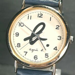 agnes b. アニエスベー V701-6840 腕時計 クオーツ アナログ 3針 レザーベルト ステンレススチール ゴールド アイボリー文字盤 電池交換済の画像2