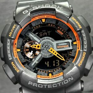 良品 CASIO カシオ G-SHOCK ジーショック GA-110TS-1A4 腕時計 クオーツ アナデジ 多機能 ブラック×オレンジ メンズ 新品電池交換済み