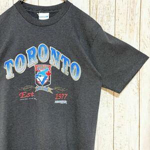 90s MLB Toronto BlueJays トロント・ブルージェイズ プリント Tシャツ M メジャーリーグ USA古着 アメリカ古着