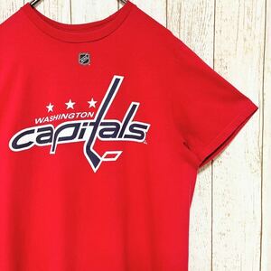 Reebok リーボック NHL Washington Capitals ワシントン・キャピタルズ オベチキン プリント Tシャツ M USA古着 アメリカ古着