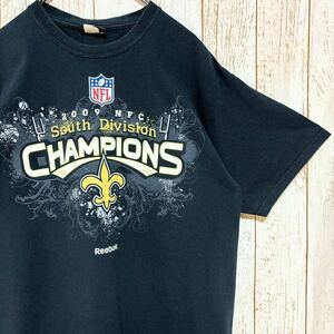 Reebok リーボック NFL NewOrleans Saints ニューオーリンズ・セインツ プリント Tシャツ L USA古着 アメリカ古着