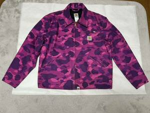 7198 送料無料 A BATHING APE BAPE KAWS CARHARTT WIP DETROIT JACKET デトロイトジャケット PURPLE CAMO 迷彩 エイプ×カーハート L