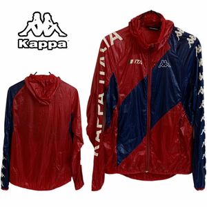 Kappa × ABAHOUSE カッパ × アバハウス 袖KAPPA ITALYIA ロゴマークデザイン ナイロンフード付ブルゾン RED ネイビー 2 アーカイブ