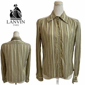 LANVIN PARIS VINTAGE ランバン パリス ヴィンテージ 80s MADE IN FRANCE フランス製 マルチストライプ シルクシャツ 42 アーカイブ