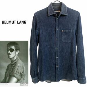 HELMUT LANG VINTAGE Helmut Lang Vintage первый период сам период MADE IN ITALY стрейч Denim рубашка индиго 38/15 архив 
