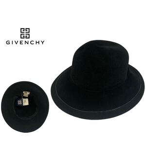 GIVENCHY PARIS VINTAGE ジバンシイ パリス ヴィンテージ MADE IN CZECH チェコ製 日本製 ウール フェルトハット ブラック 58位 アーカイブ