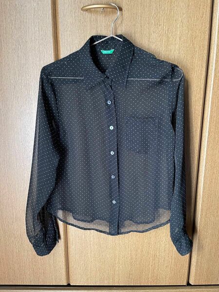 【新品】BENETTON ドット柄 シースルーブラウス