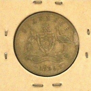 ◆オーストラリア◆6ペンス(pence)銀貨■1956年/Australia 1956 6Pence ElizabethⅡ silver coinの画像1