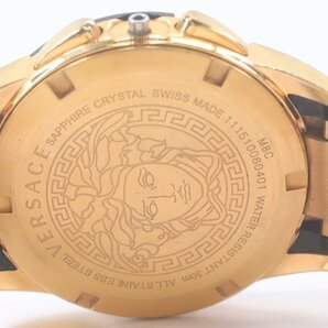 【ジャンク品】VERSACE ヴェルサーチ M8C クロノグラフ クォーツ デイト メンズ 腕時計 ゴールドカラー 3733-Nの画像4