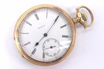 ELGIN エルジン 18K/750 金無垢 総重量：約60.1g スモセコ 手巻き 懐中時計 ポケットウォッチ アンティーク 3410-N①_画像1