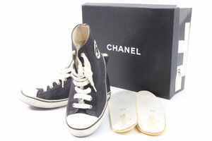 CHANEL シャネル ココマーク ハイカット スニーカー 靴 くつ ヴィンテージ キャンバス シューズ 箱付き 3580-K