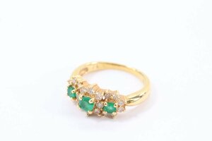 TASAKI Tasaki Shinju tasakiK18YG 0.37ct emerald diamond ring ring 3.7g approximately 8.5 number 4167-A